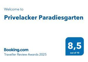 Das Online Buchungsportal Booking verlieh dem Privelacker Paradiesgarten für die besondere Gastfreundschaft den Booking Award 2025.